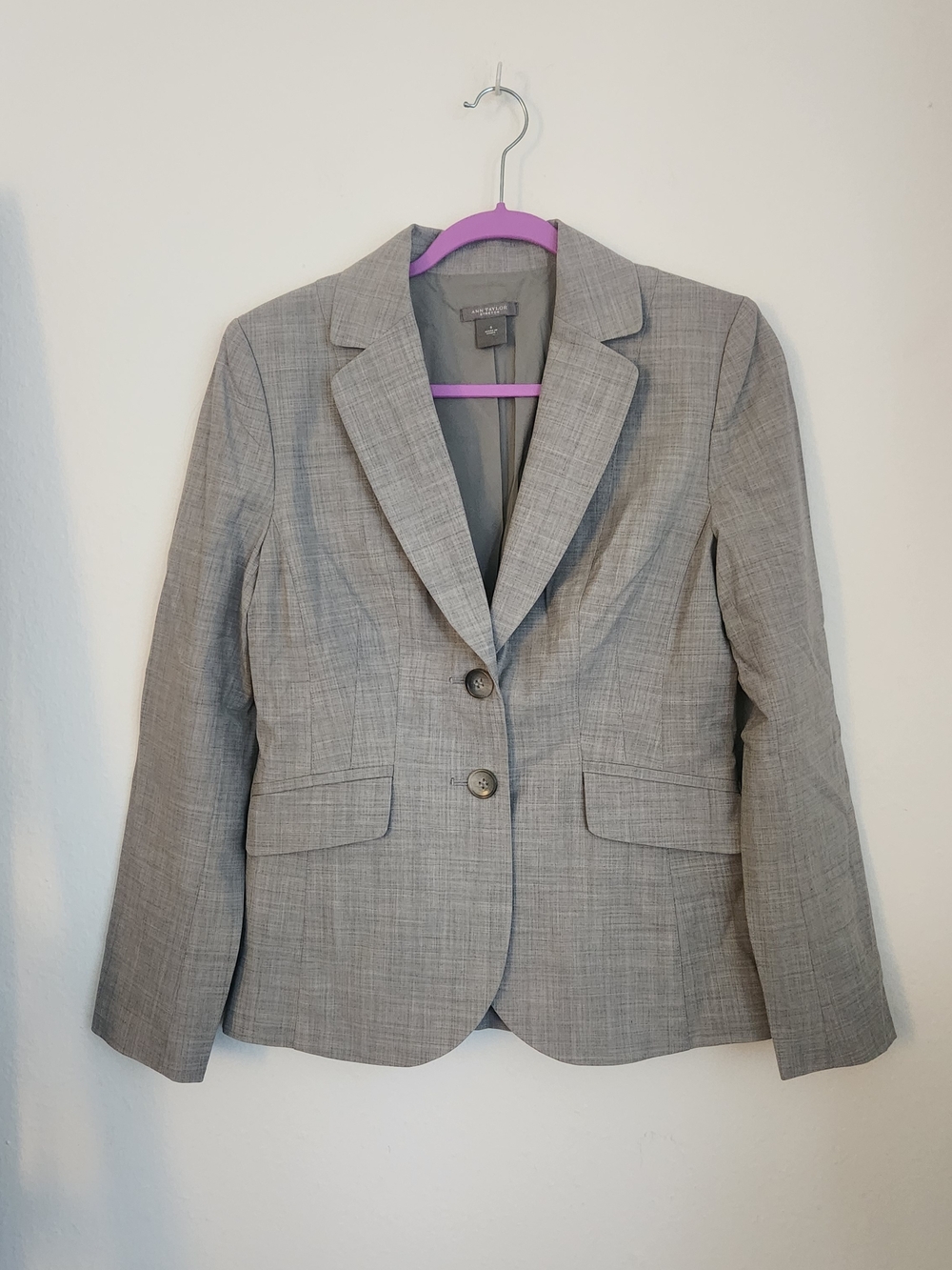Ann Taylor Light Gray Women's Two-Button Tailored Blazer